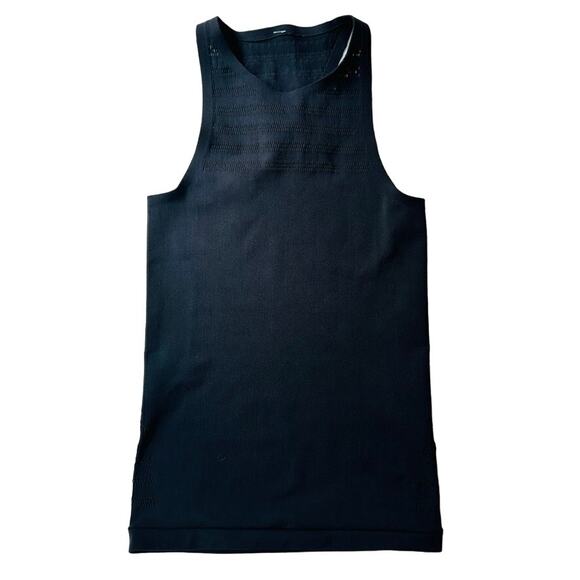 Lululemon Reveal Tank Mesh Stripes Black Size 4 Tank Top Run Gym - Picture 2 of 5